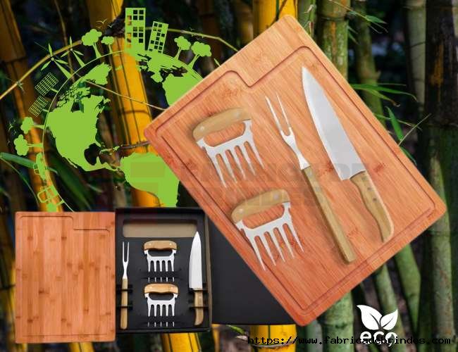 Kit para Churrasco em Bambu - 5 Peas